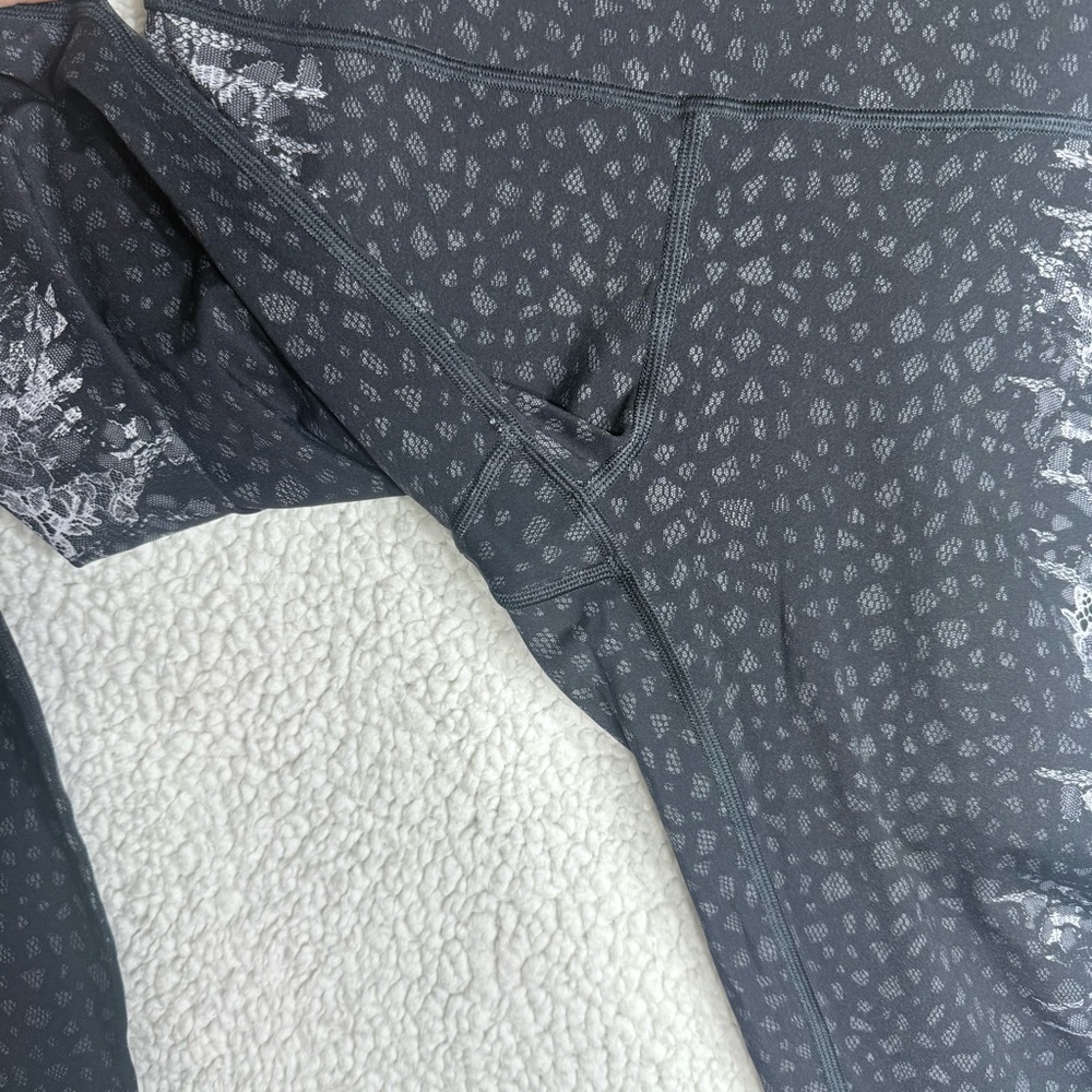 Lululemon Wunder Under Hi-Rise Nulux Leggings Overlace Black Grey Size 8 - Picture 5 of 14